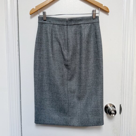 J.CREW Gray Wool Skirt with Black Velvet Bow Accents Size 0 - Picture 3 of 6